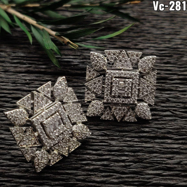 Vivah Creation Silver Plated AD Stone Stud Earrings