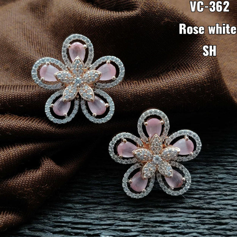 Vivah creation 2 tone Plated AD Stone Stud Earrings