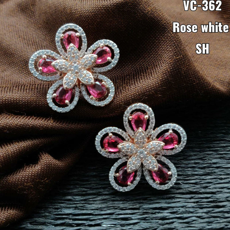 Vivah creation 2 tone Plated AD Stone Stud Earrings