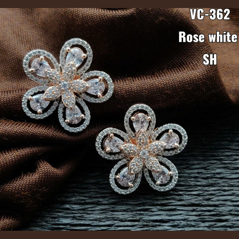 Vivah creation 2 tone Plated AD Stone Stud Earrings