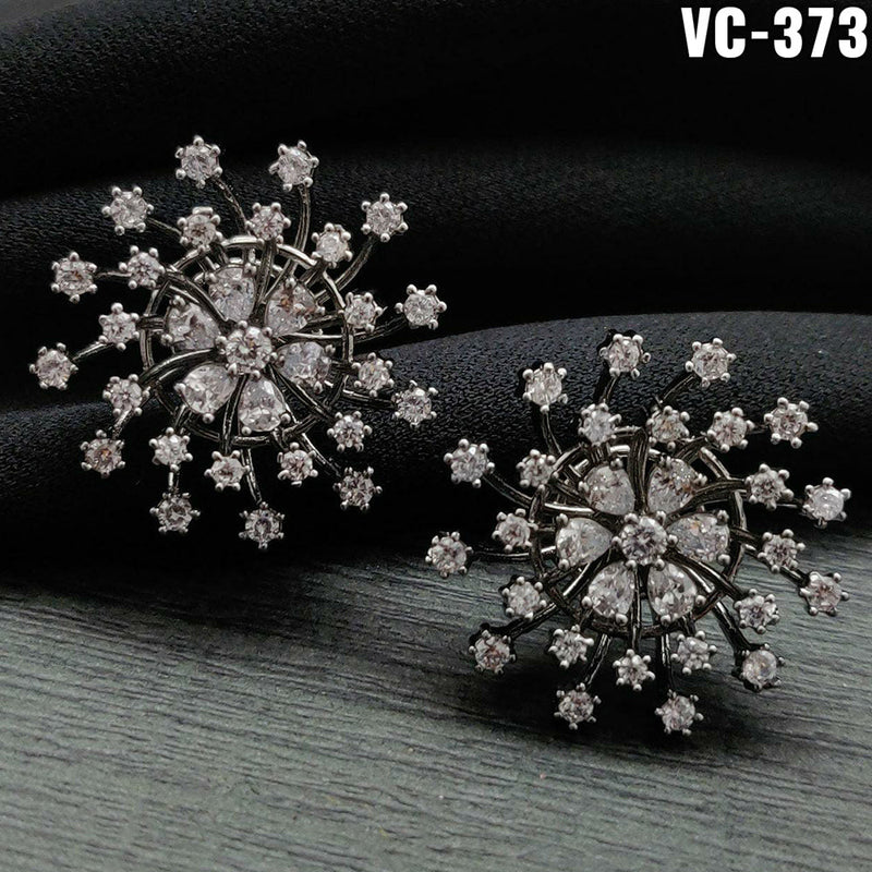 Vivah Creation Oxidised Ad Stone Stud Earrings