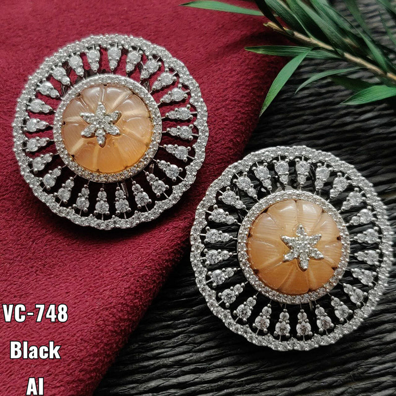 Vivah Creation Silver Plated AD Stone Stud Earrings