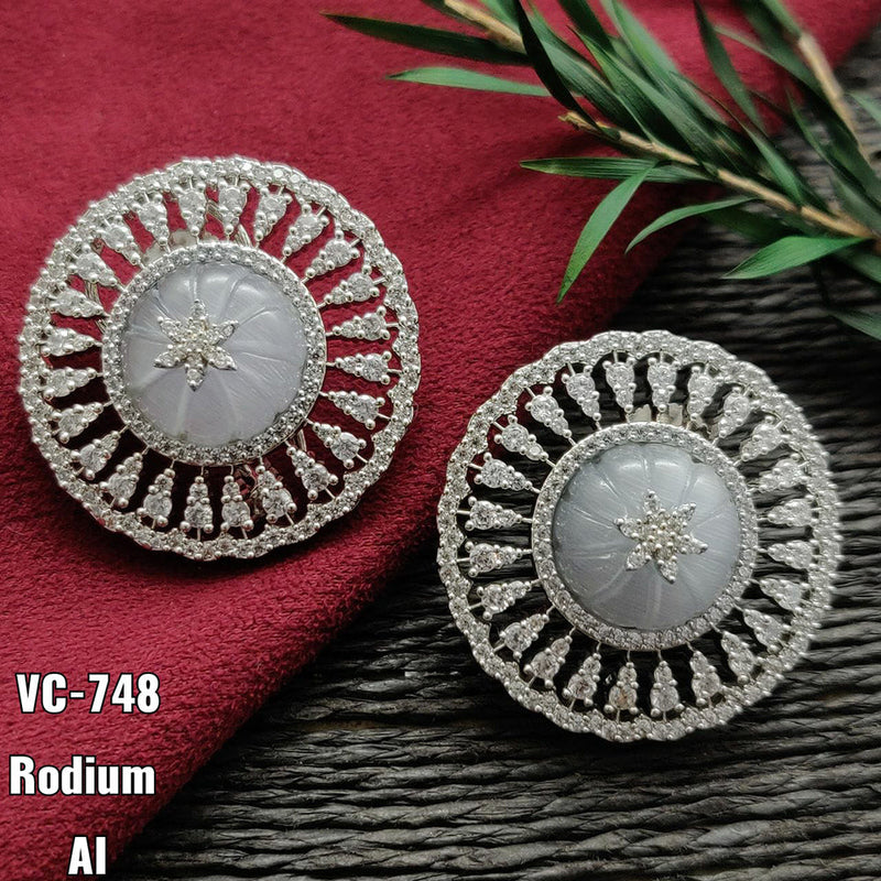 Vivah Creation Silver Plated AD Stone Stud Earrings