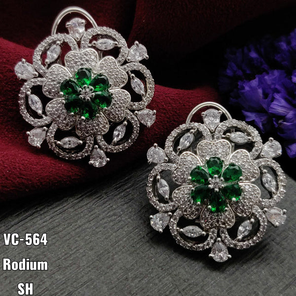 Vivah Creation Silver Plated AD Stone Stud Earrings