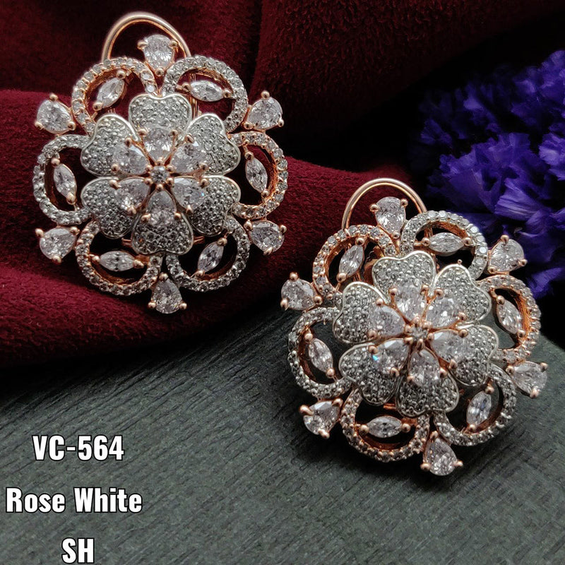 Vivah Creation Rose Gold plated AD Stone Stud Earrings