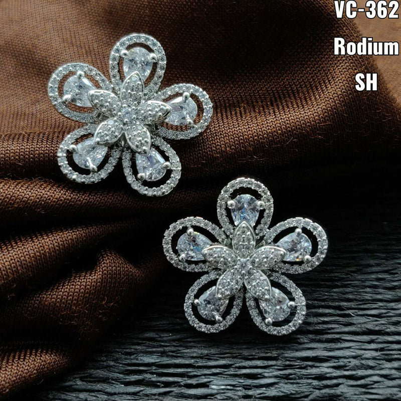 Vivah Creation Silver Plated AD Stone Stud Earrings