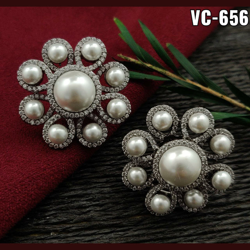 Vivah Creation Silver Plated AD Stone Stud Earrings