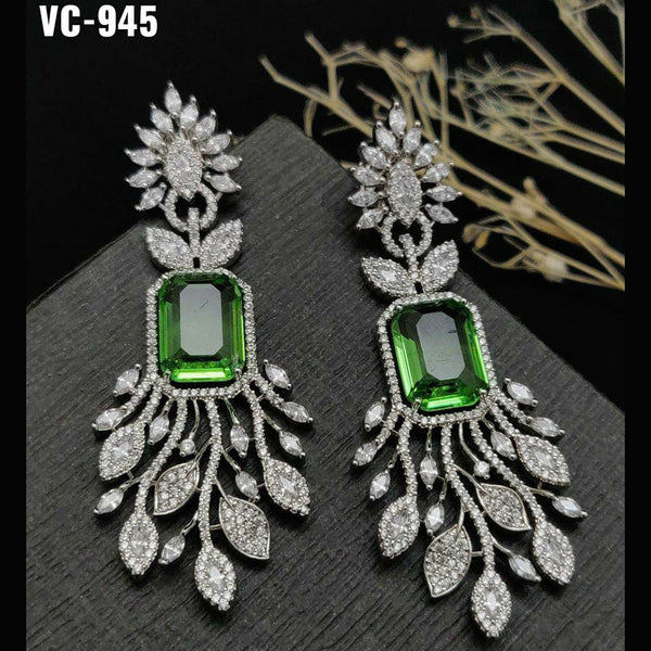 Vivah Creation Silver Plated AD Stone Dangler Earrings