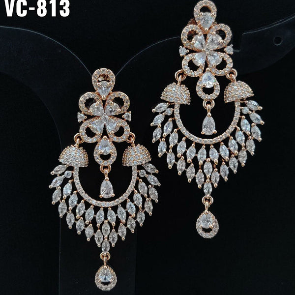 Vivah Creation Rose Gold plated AD Stone Dangler Earrings