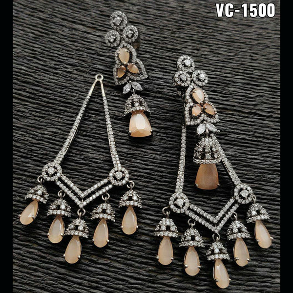 Vivah Creation Silver Plated AD Stone Dangler Earrings