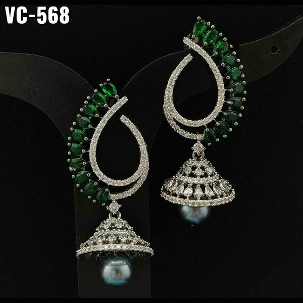 Vivah Creation Silver Plated AD Stone Dangler Earrings