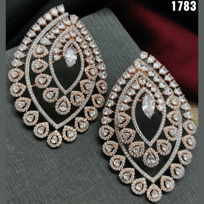 Vivah Creation Rose Gold Plated AD Stone Dangler Earrings