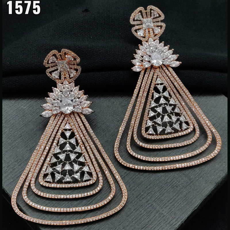 Vivah Creation Rose Gold Plated AD Stone Dangler Earrings