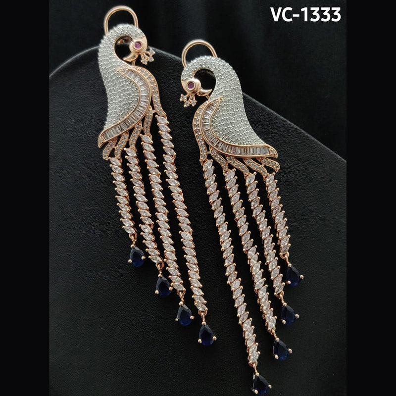 Vivah Creation Rose Gold Plated AD Stone Dangler Earrings