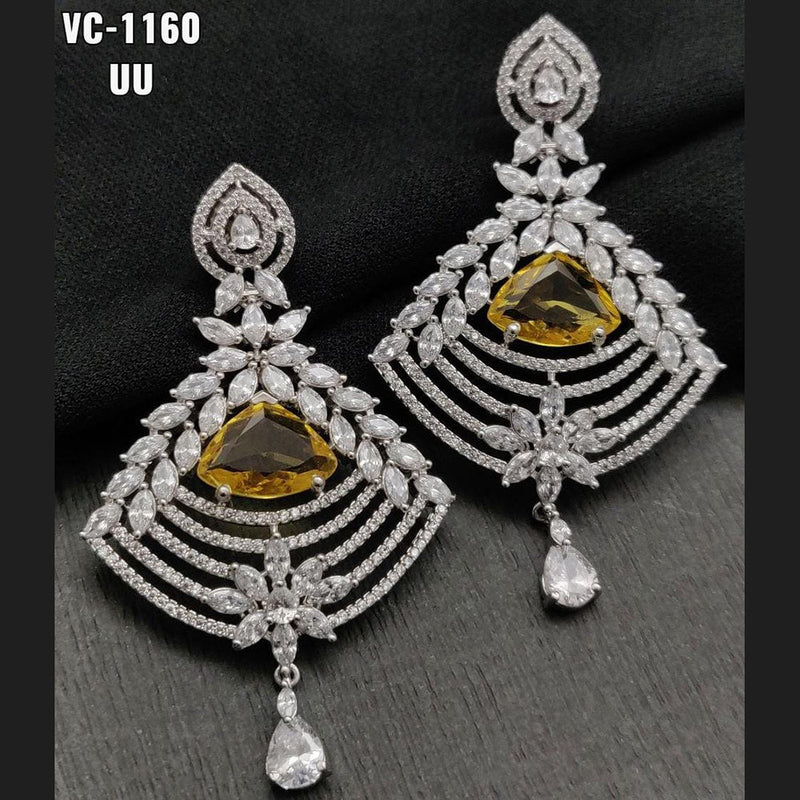 Vivah Creation Silver Plated AD Stone Dangler Earrings