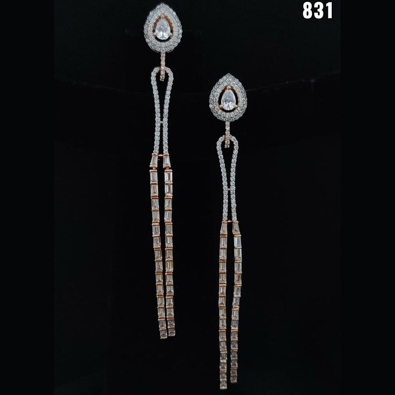 Vivah Creation Rose Gold Plated AD Stone Dangler Earrings