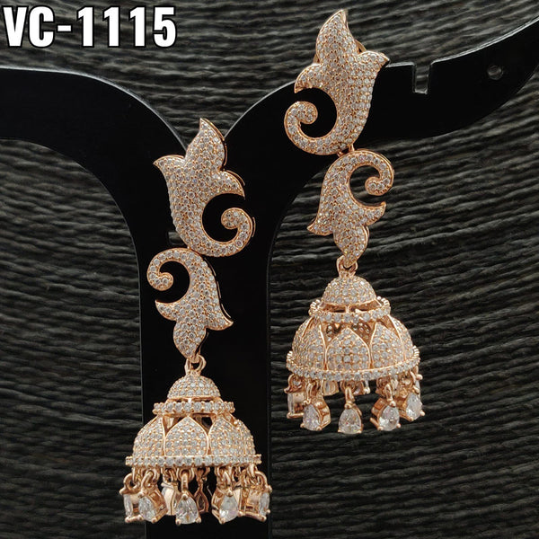 Vivah Creation Rose Gold Plated AD Stone Dangler Earrings