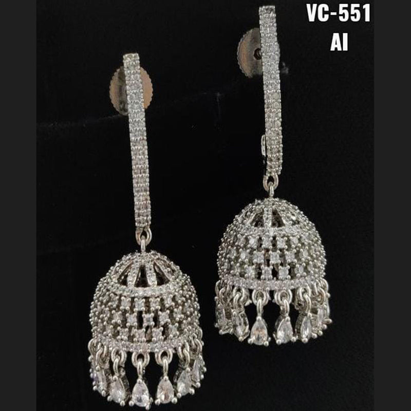 Vivah Creation Silver Plated AD Stone Dangler Earrings