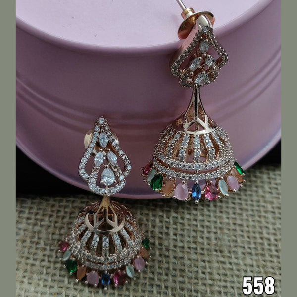 Vivah Creation Rose Gold Plated AD Stone Dangler Earrings