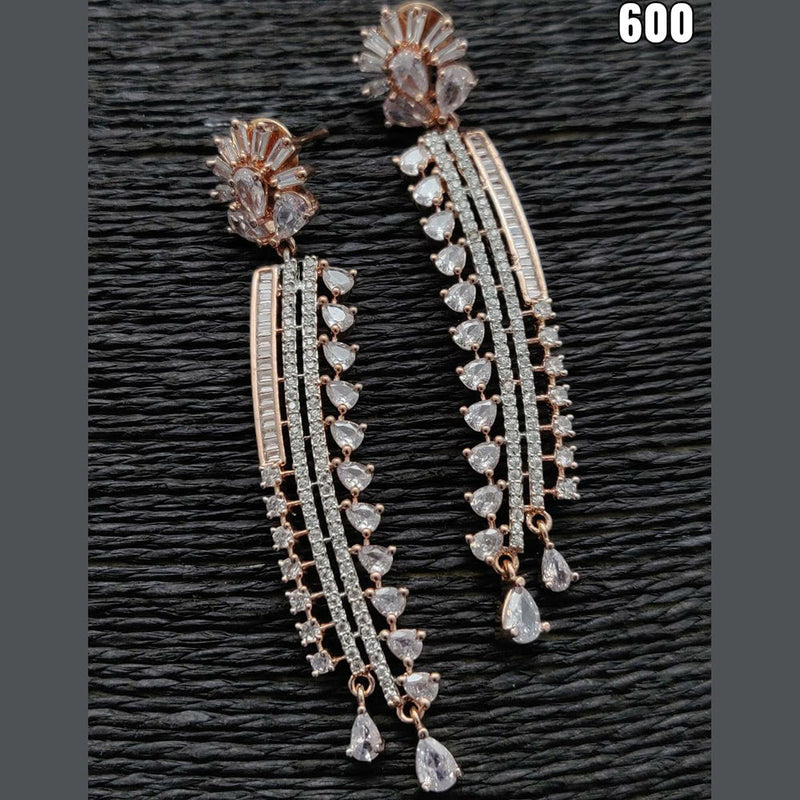 Vivah Creation Rose Gold Plated AD Stone Dangler Earrings