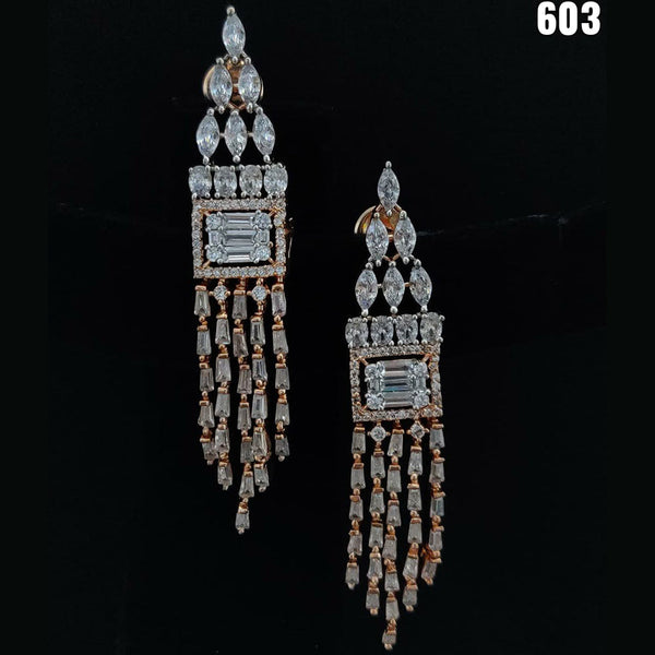 Vivah Creation Rose Gold Plated AD Stone Dangler Earrings