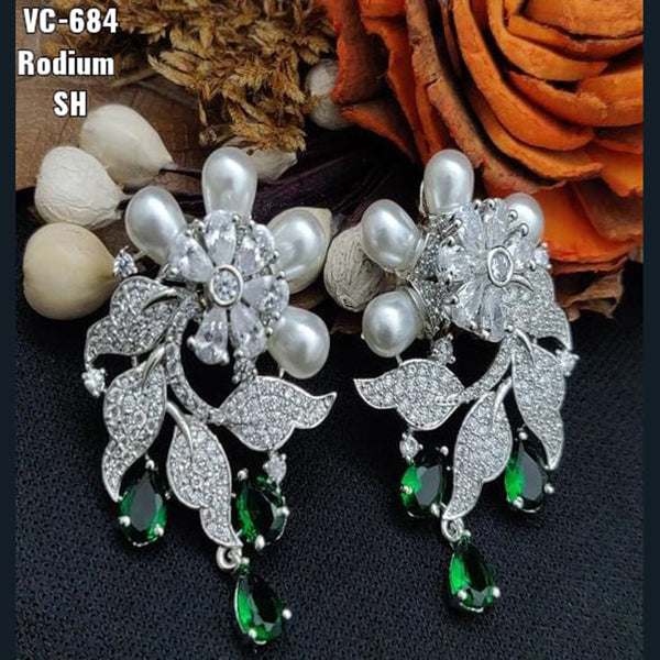 Vivah Creation Silver Plated AD Stone Dangler Earrings