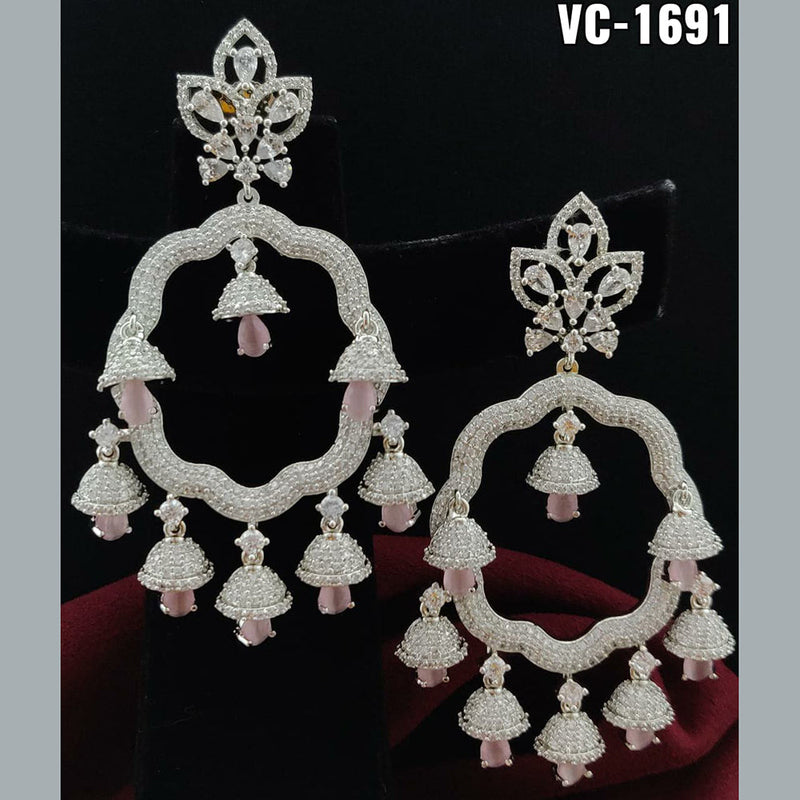 Vivah Creation Silver Plated AD Stone Dangler Earrings