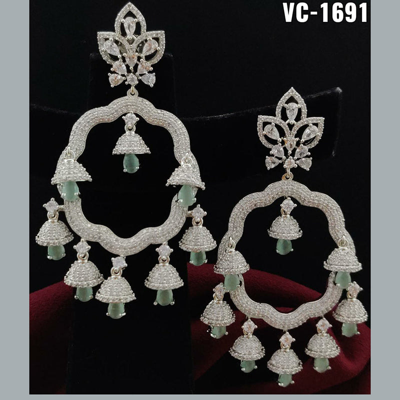 Vivah Creation Silver Plated AD Stone Dangler Earrings