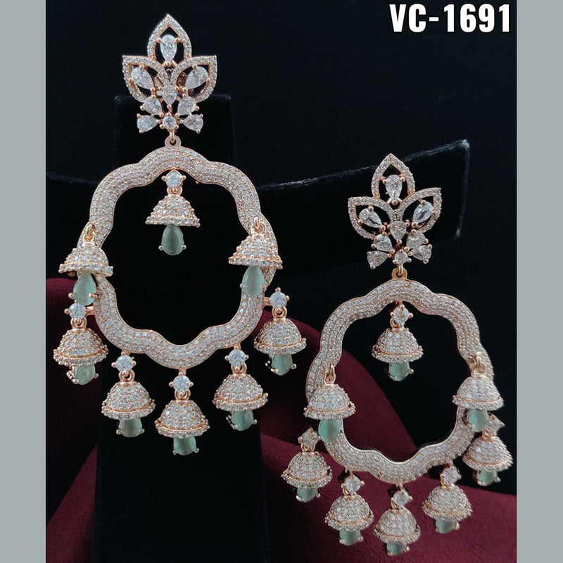 Vivah Creation Rose Gold Plated AD Stone Dangler Earrings