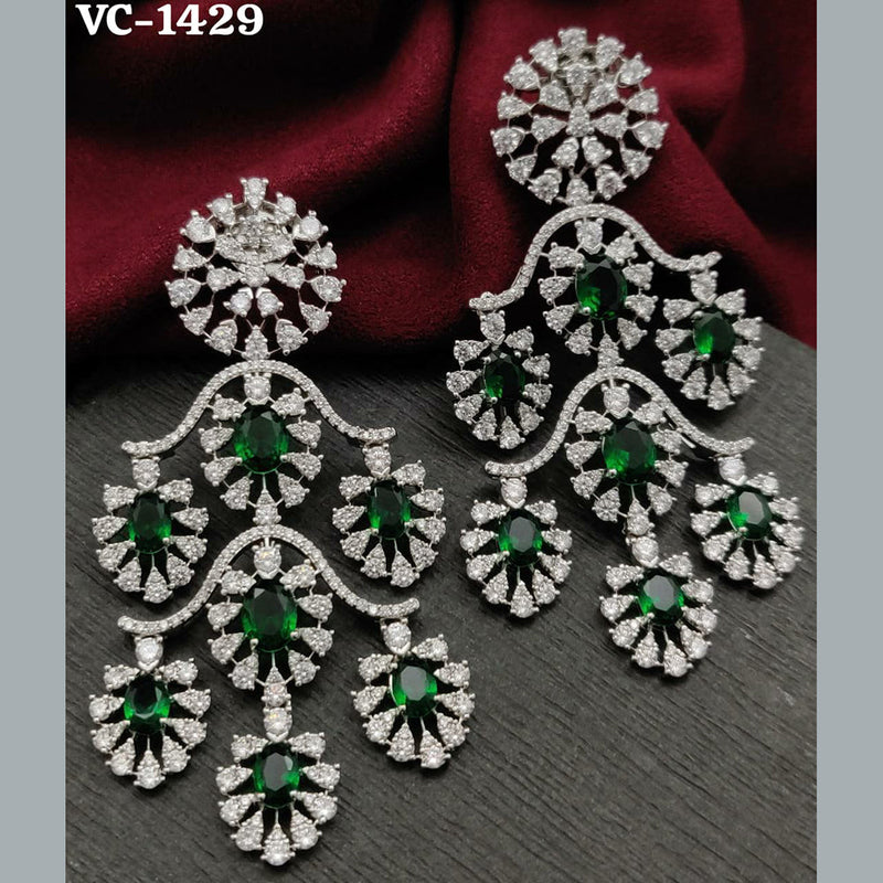 Vivah Creation Silver Plated AD Stone Dangler Earrings