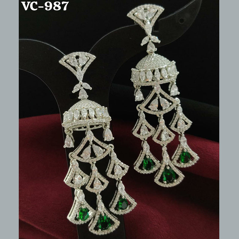 Vivah Creation Silver Plated AD Stone Dangler Earrings