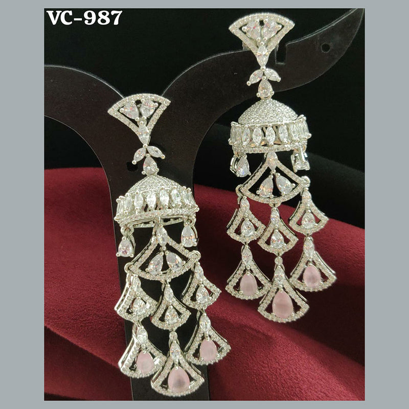 Vivah Creation Silver Plated AD Stone Dangler Earrings