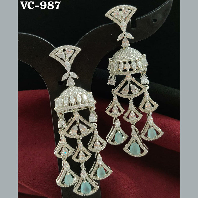 Vivah Creation Silver Plated AD Stone Dangler Earrings