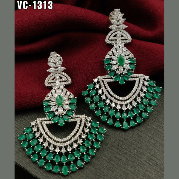 Vivah Creation Silver Plated AD Stone Dangler Earrings