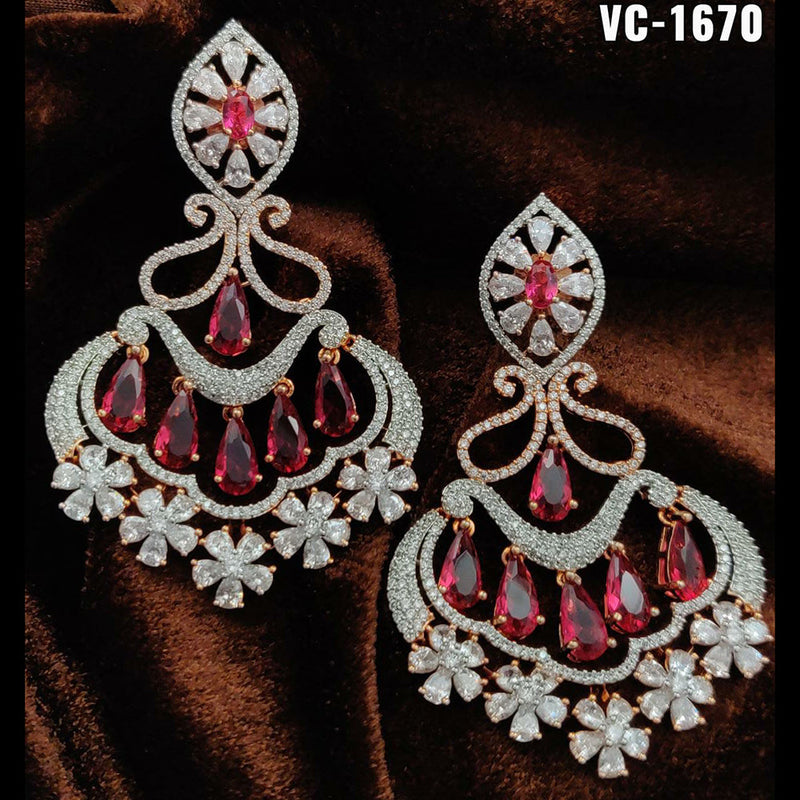 Vivah Creation 2 tone Plated AD Stone Dangler Earrings