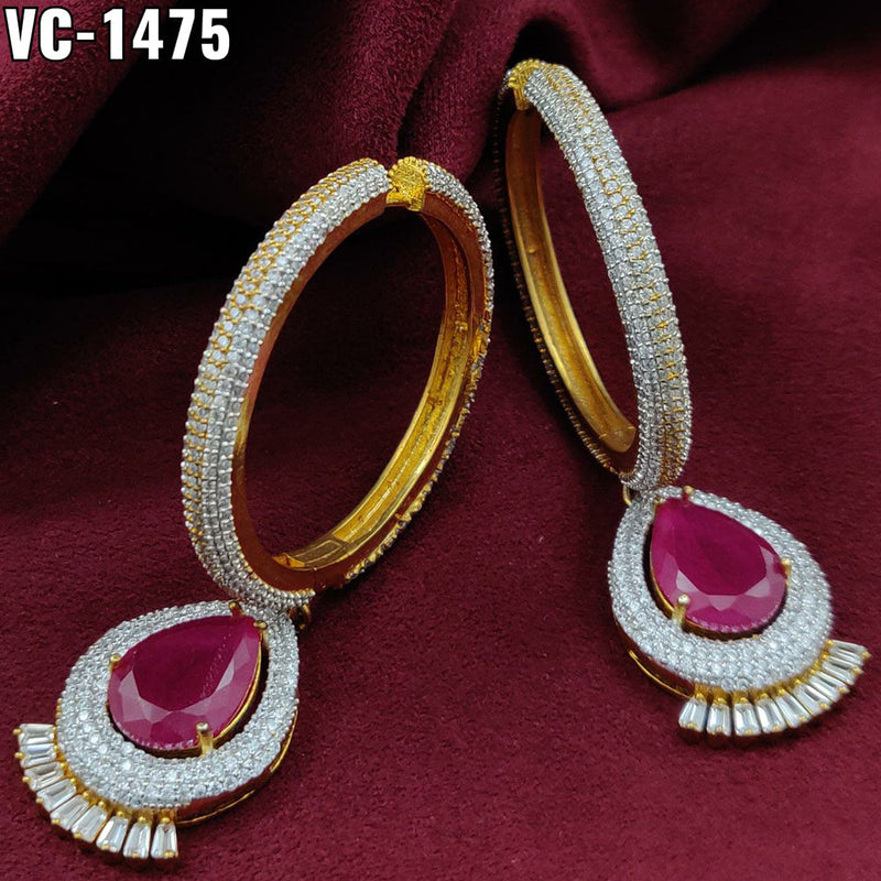 Vivah Creation  Gold Plated AD Stone Dangler Earrings