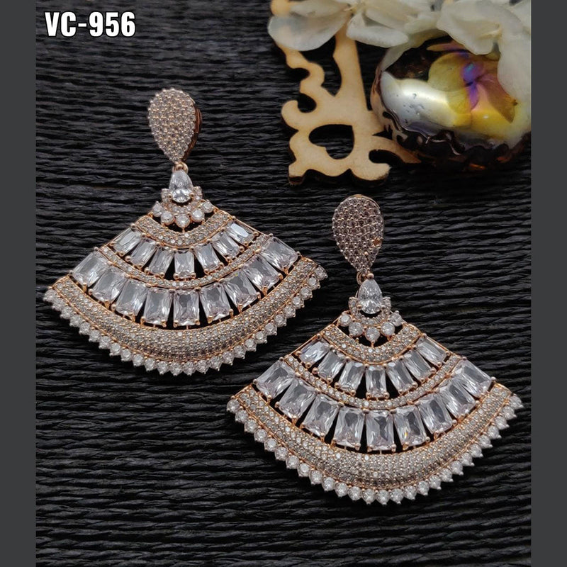 Vivah Creation Rose Gold Plated AD Stone Dangler Earrings