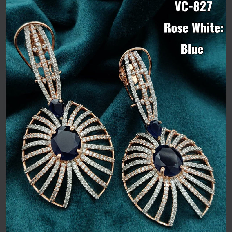 Vivah Creation Rose Gold Plated AD Stone Dangler Earrings