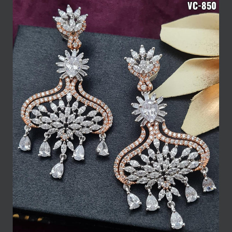 Vivah Creation 2 tone Plated AD Stone Dangler Earrings