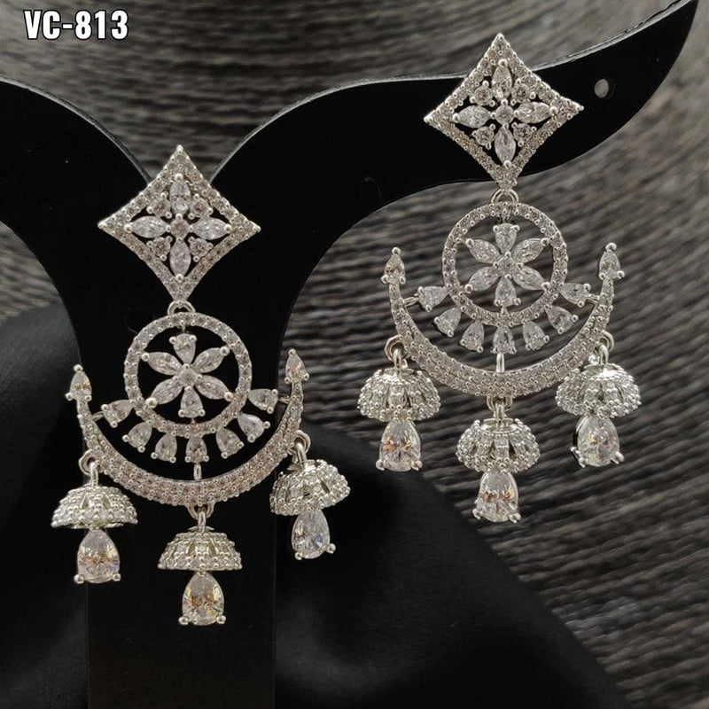 Vivah Creation Silver Plated AD Stone Dangler Earrings