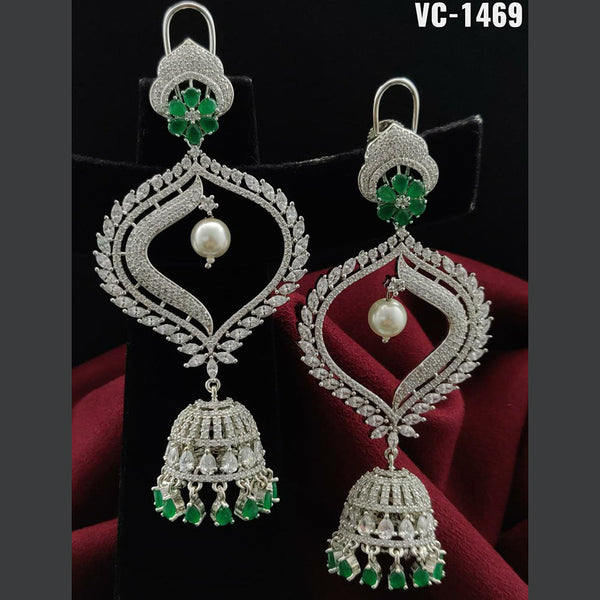 Vivah Creation Silver Plated AD Stone Dangler Earrings