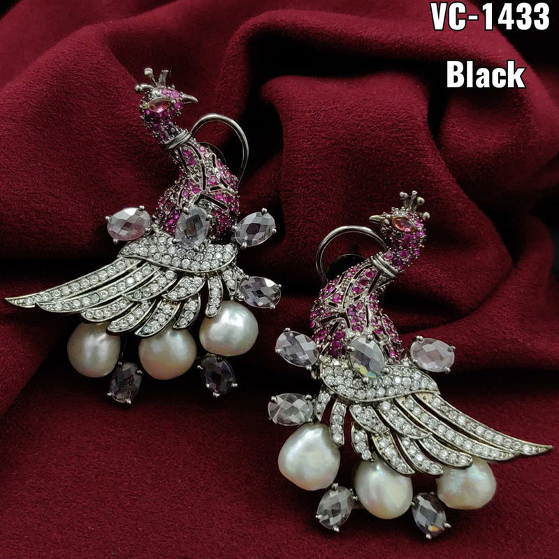 Vivah Creation Oxidised Plated AD Stone Dangler Earrings