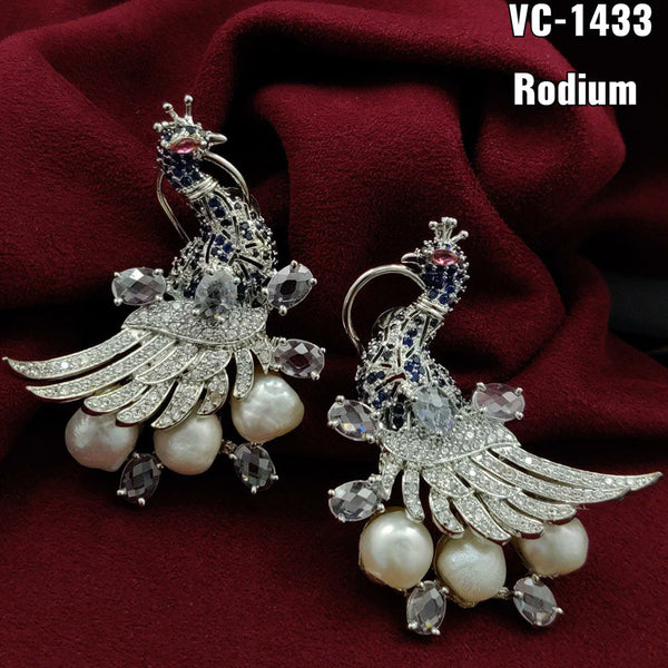 Vivah Creation Silver Plated AD Stone Dangler Earrings