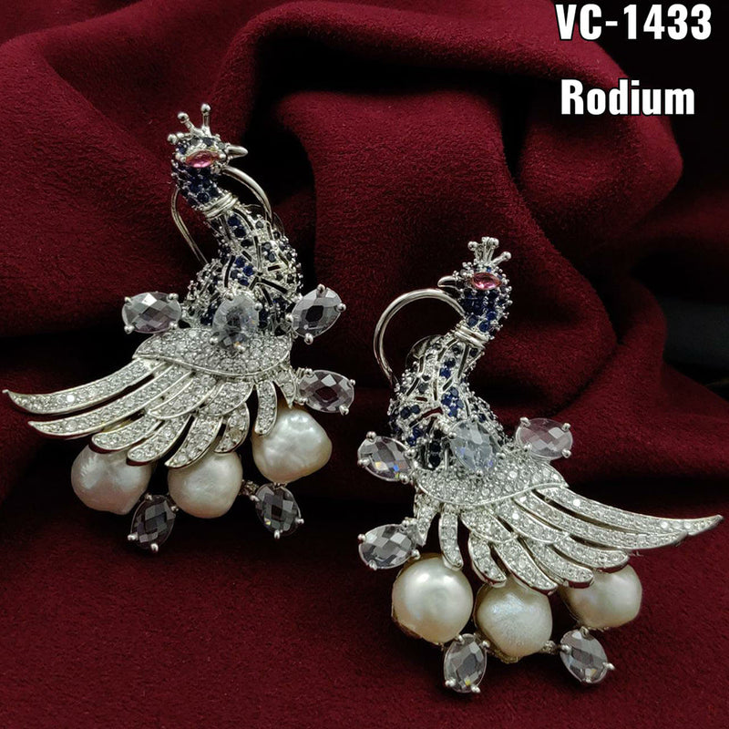 Vivah Creation Silver Plated AD Stone Dangler Earrings