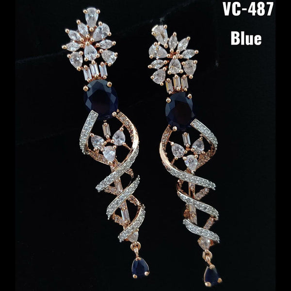 Vivah Creation Rose Gold Plated AD Stone Dangler Earrings