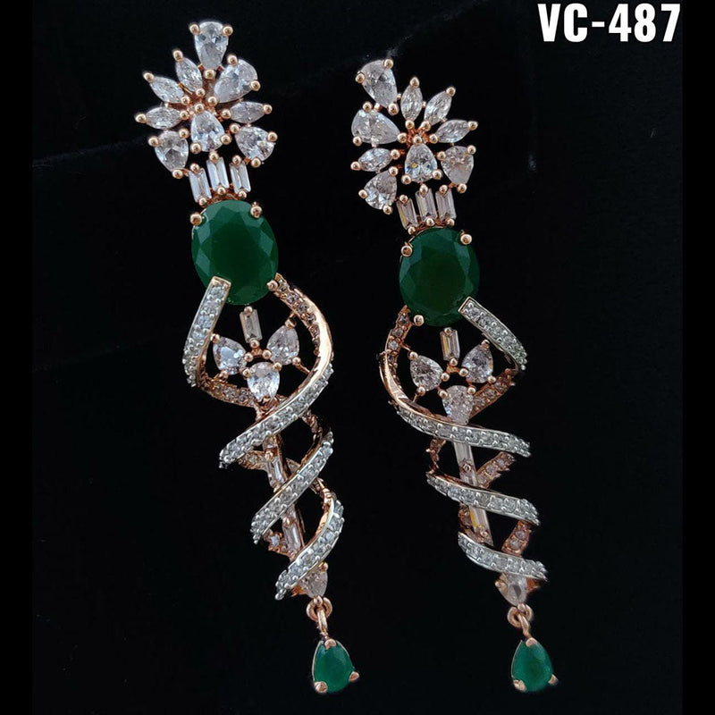 Vivah Creation Rose Gold Plated AD Stone Dangler Earrings