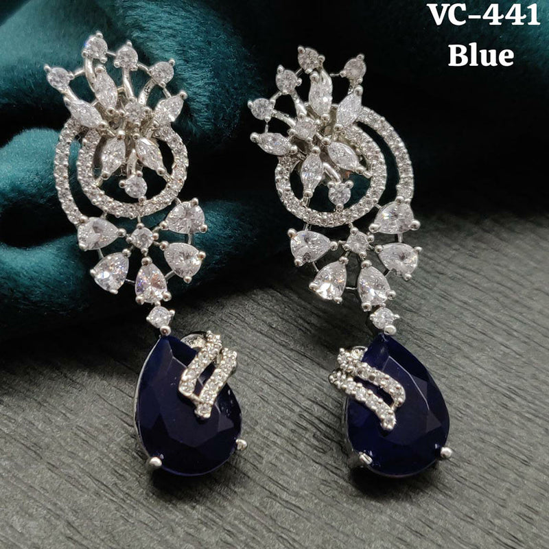 Vivah Creation Silver Plated AD Stone Dangler Earrings