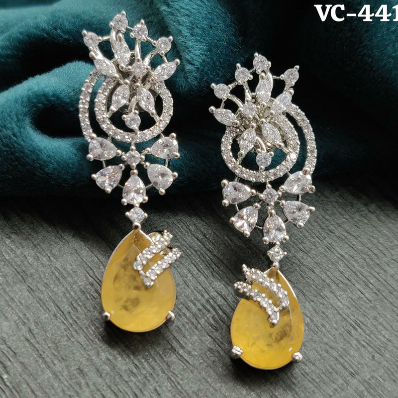 Vivah Creation Silver Plated AD Stone Dangler Earrings