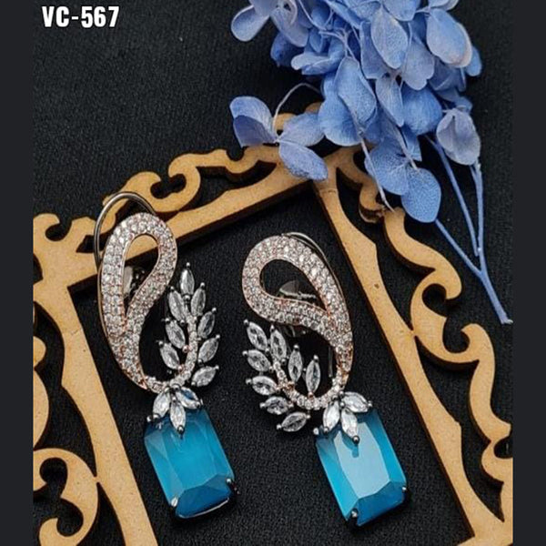 Vivah Creation Oxidised Plated AD Stone Dangler Earrings