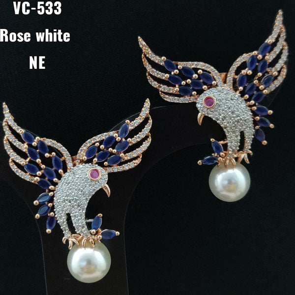 Vivah Creation Rose Gold Plated AD Stone Dangler Earrings